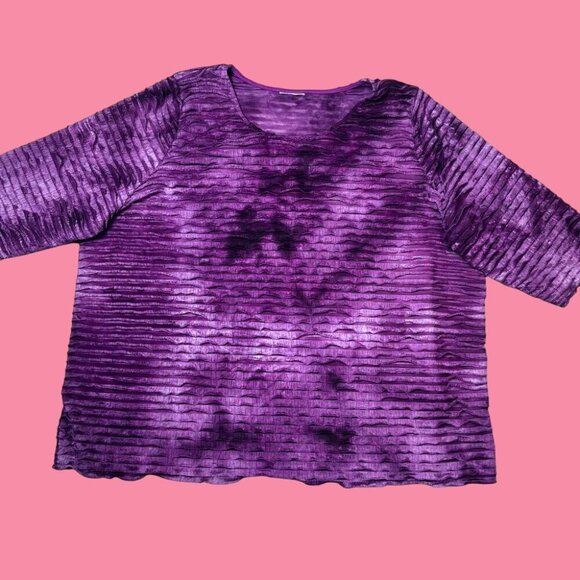 Womens 3X Textured Purple Top pullover washable - Picture 6 of 6